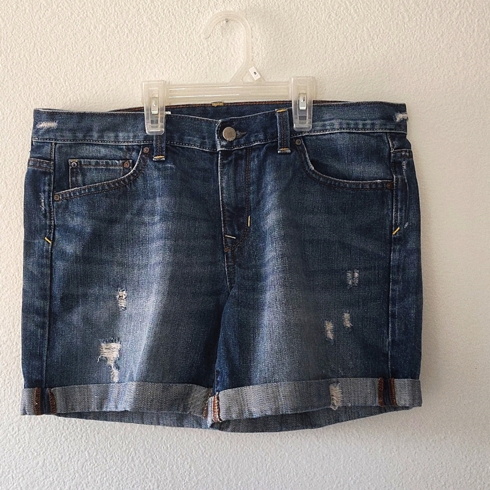 GAP Women's Distressed Sexy Boyfriend Denim Cuffed  Blue Women's Shorts Size 29r